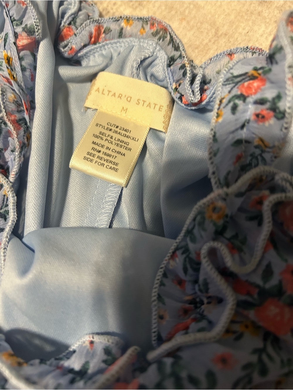 Altar’d State Blue Floral Mini Dress – Size M (NWT) - Picture 7 of 7